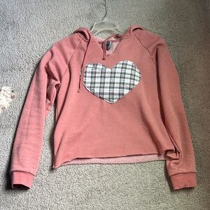Upcycled Women's Pink Heart Hoodie